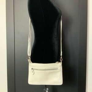 Befen Genuine Leather Crossbody Bag Small White Multi-Pocket Purse